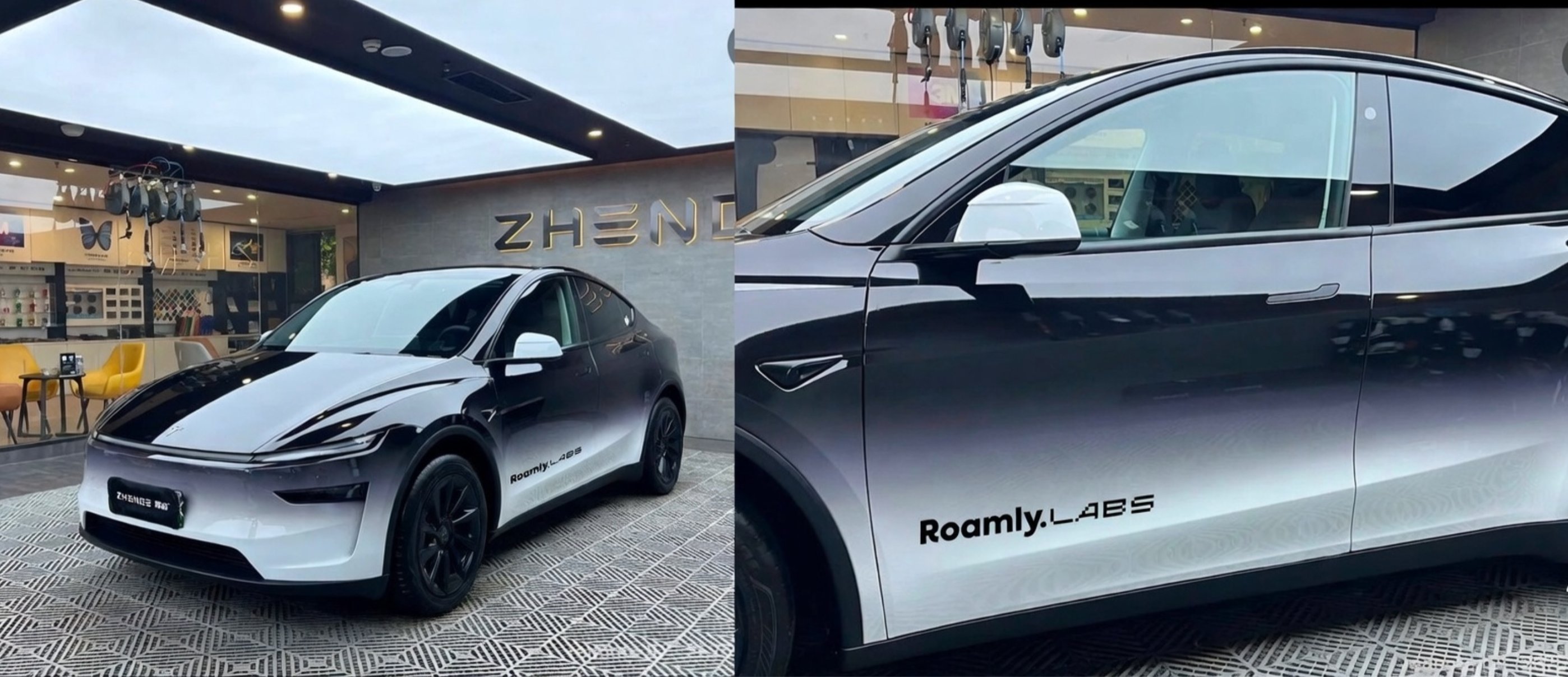 Roamly.LABS Tesla Model Y — research & development vehicle on display